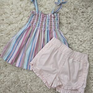 Penelope Mack Striped Dress and Pink Shorts Set
